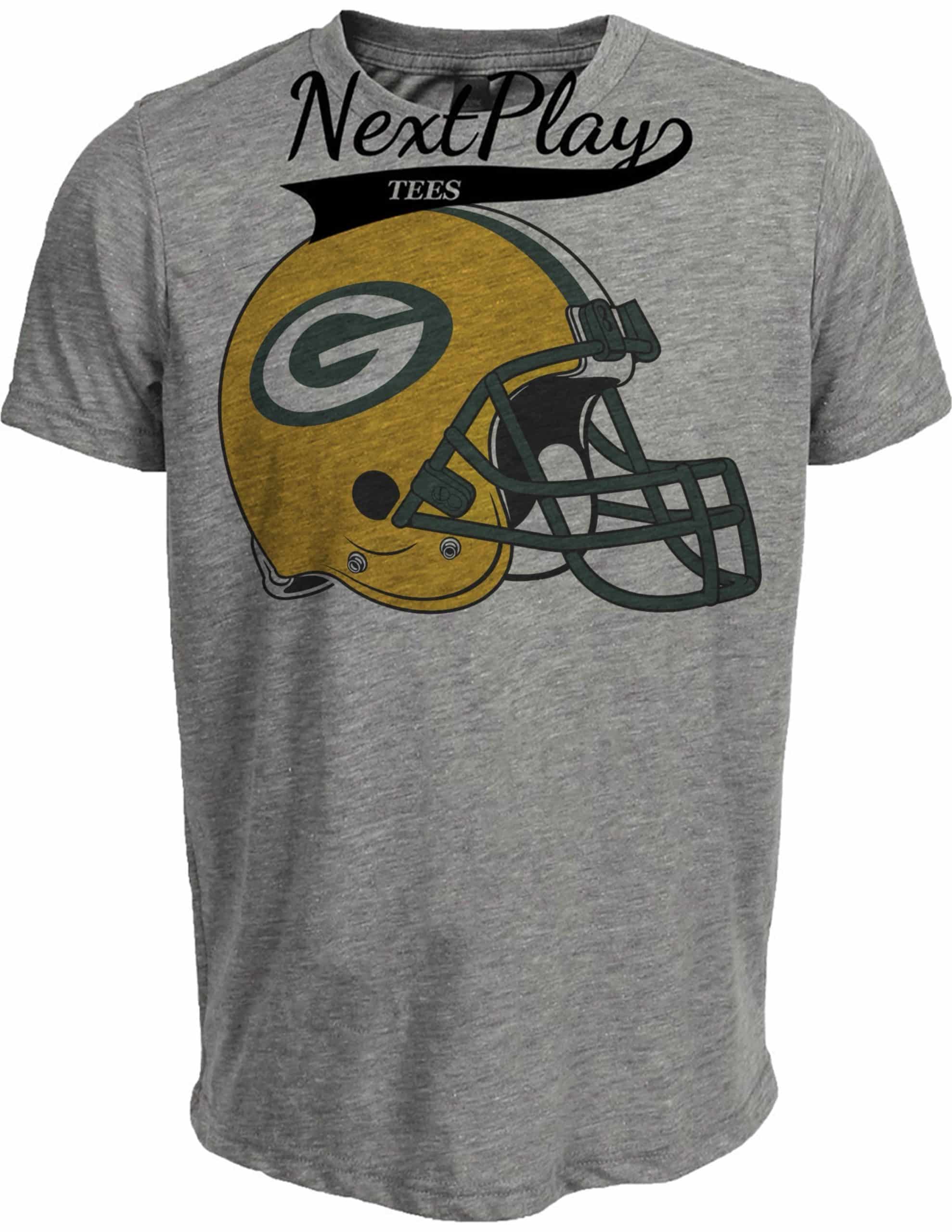 Green Bay Packers Retro Football Helmet 1980 Artwork Heather Gray Sublimated T-Shirt