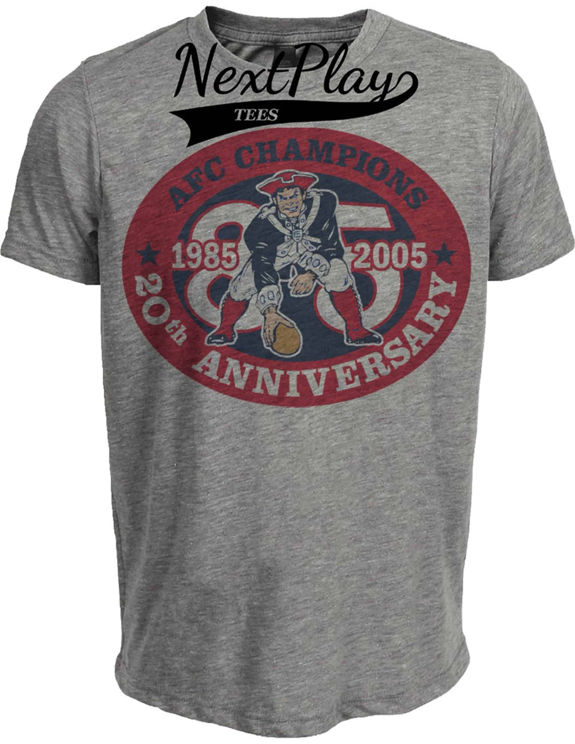 New England Patriots Retro Football AFC Championship Artwork Heather Gray Sublimated T-Shirt
