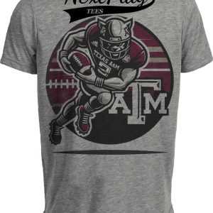Texas A&M Aggies Exclusive Retro Football Circle Artwork Heather Gray Sublimated T-Shirt