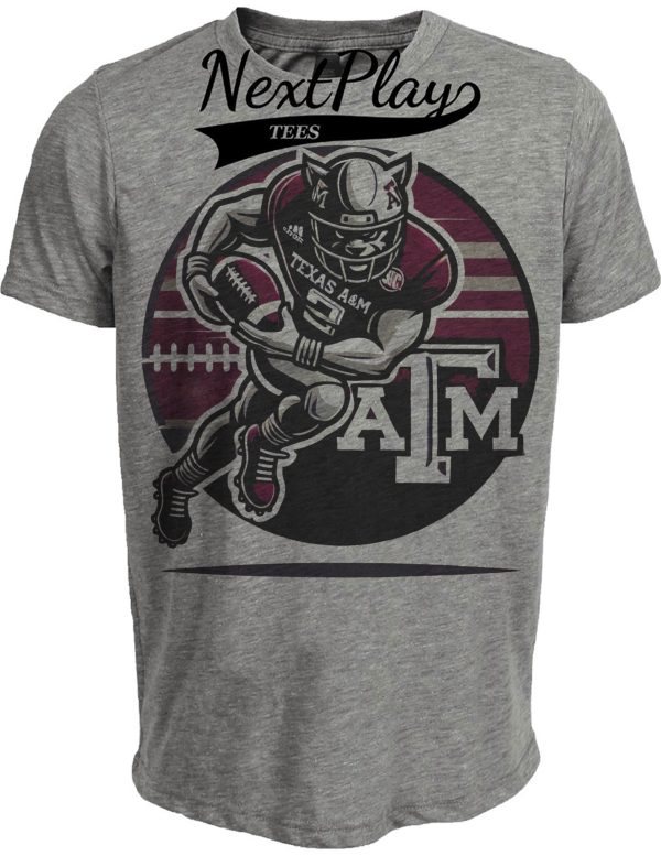 Texas A&M Aggies Exclusive Retro Football Circle Artwork Heather Gray Sublimated T-Shirt
