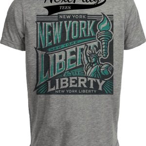 New York Liberty Exclusive Retro Basketball Playoff Artwork Heather Gray Sublimated T-Shirt