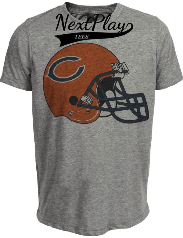Chicago Bears Retro Orange Football Helmet 1985 Artwork Heather Gray Sublimated T-Shirt