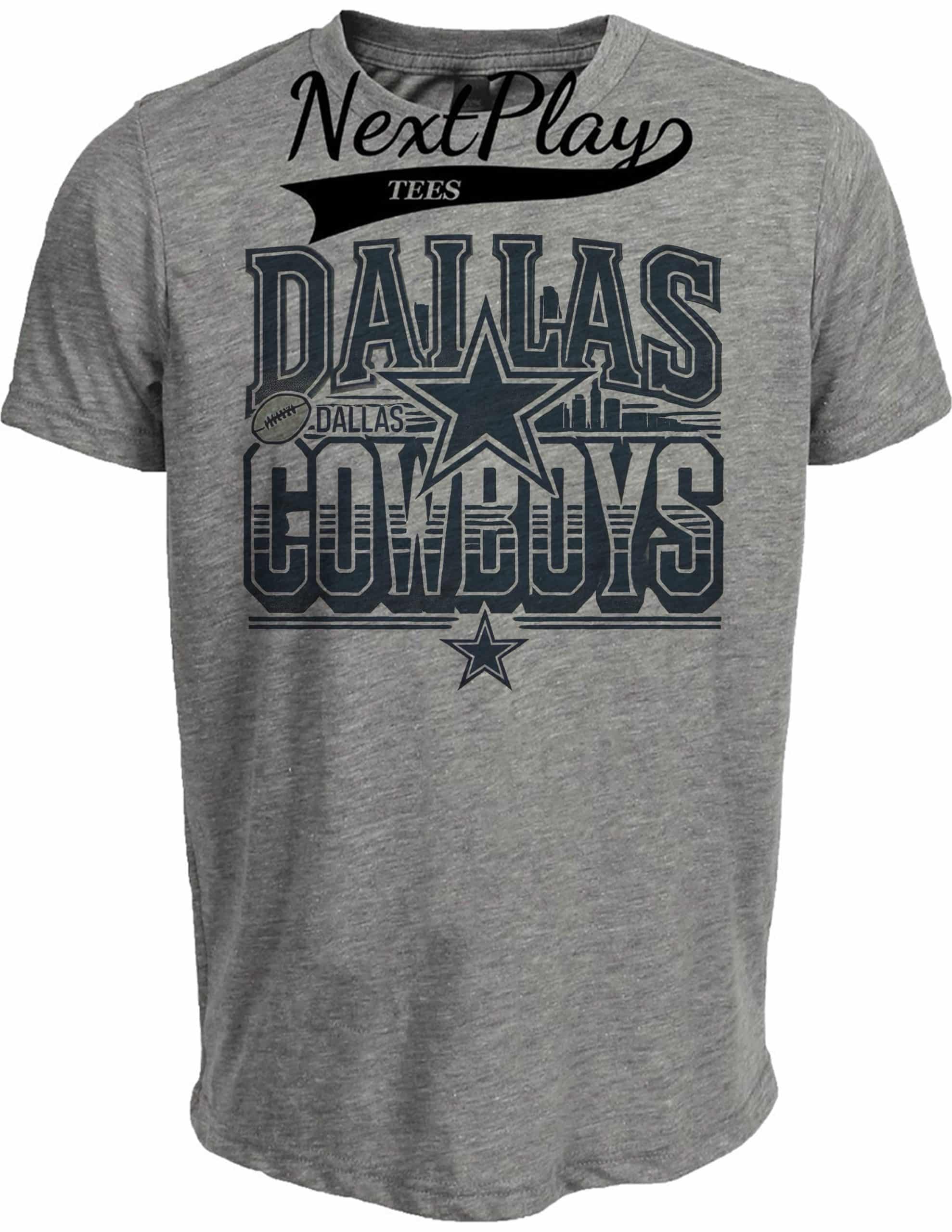 Dallas Cowboys Exclusive Retro Football Throwback Artwork Heather Gray Sublimated T-Shirt