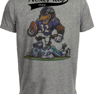 Baltimore Ravens vs. Dallas Cowboys Exclusive Retro Rivalries Football Mascot Artwork Heather Gray Sublimated T-Shirt