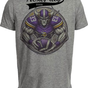 Minnesota Vikings Exclusive Retro Football Circle Artwork Heather Gray Sublimated T-Shirt