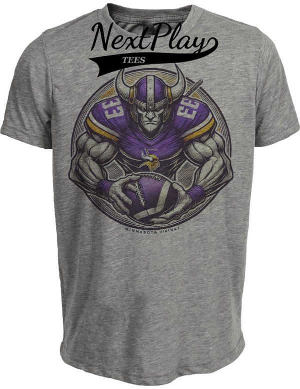 Minnesota Vikings Exclusive Retro Football Circle Artwork Heather Gray Sublimated T-Shirt
