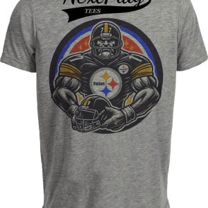 Pittsburgh Steelers Exclusive Retro Football Circle Artwork Heather Gray Sublimated T-Shirt