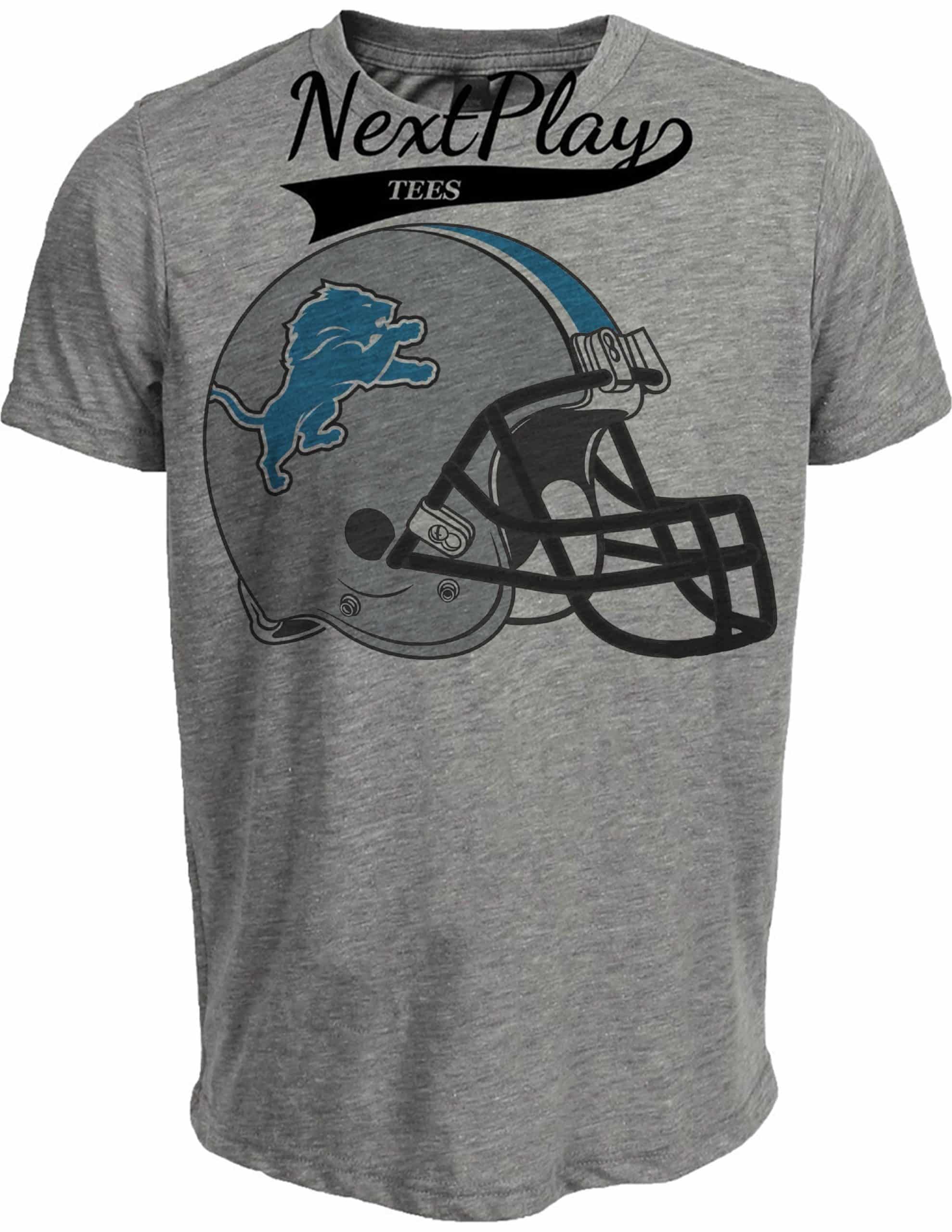 Detroit Lions Retro Football Helmet 1995 Artwork Heather Gray Sublimated T-Shirt