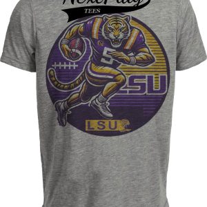 LSU Tigers Exclusive Retro Football Circle Artwork Heather Gray Sublimated T-Shirt