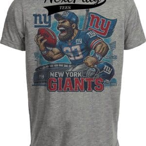 New York Giants Exclusive Retro Football Artwork Heather Gray Sublimated T-Shirt