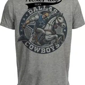 Dallas Cowboys Exclusive Retro Football Circle Mascot Artwork Heather Gray Sublimated T-Shirt