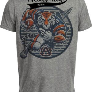 Auburn Tigers Exclusive Retro Football Circle Artwork Heather Gray Sublimated T-Shirt
