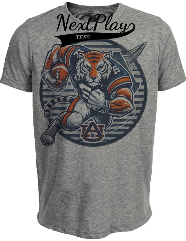 Auburn Tigers Exclusive Retro Football Circle Artwork Heather Gray Sublimated T-Shirt