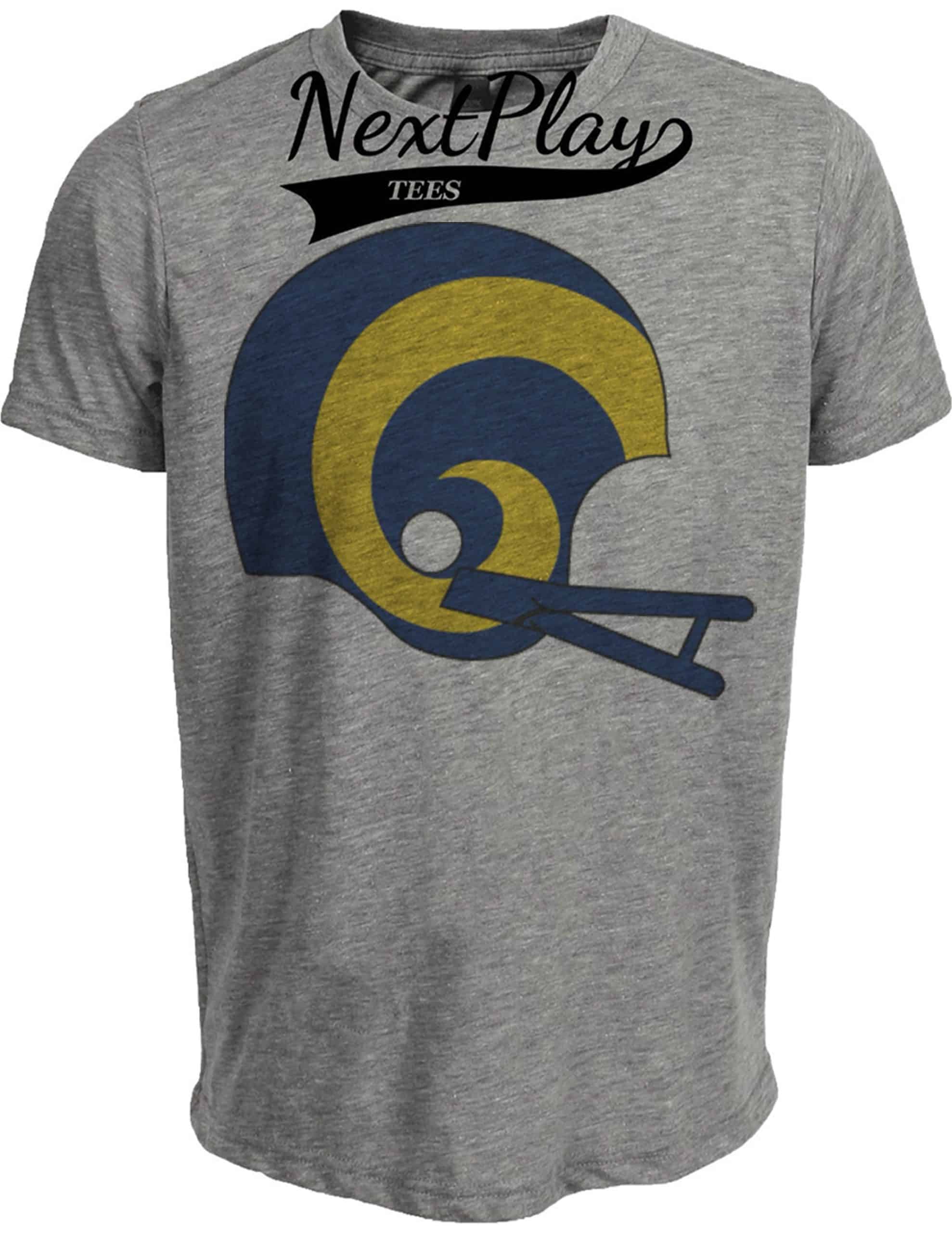 Los Angeles Rams Retro Football Helmet 1982 Artwork Heather Gray Sublimated T-Shirt