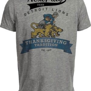 Detroit Lions Thanksgiving Tradition Retro Football 1934 Artwork Heather Gray Sublimated T-Shirt