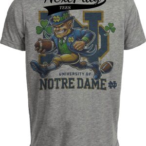 Notre Dame Fighting Irish Exclusive Retro Football TD Run Artwork Heather Gray Sublimated T-Shirt