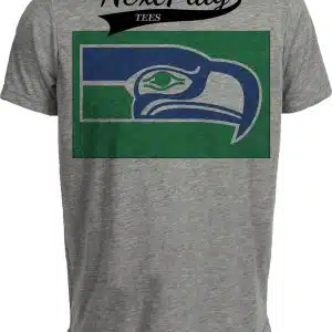 Seattle Seahawks Retro Football 1977 Artwork Heather Gray Sublimated T-Shirt