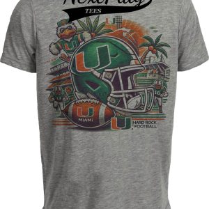 Miami Hurricanes Exclusive Retro Football Classic Artwork Heather Gray Sublimated T-Shirt