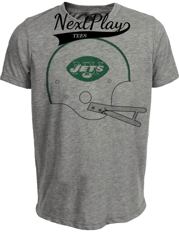 New York Jets Retro Football Helmet 1965 Artwork Heather Gray Sublimated T-Shirt