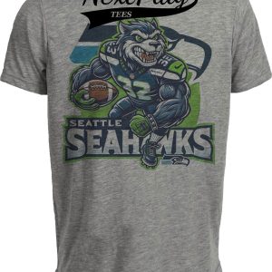 Seattle Seahawks Exclusive Retro Football Blitz Artwork Heather Gray Sublimated T-Shirt