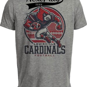 Louisville Cardinals Exclusive Retro Football Circle Artwork Heather Gray Sublimated T-Shirt