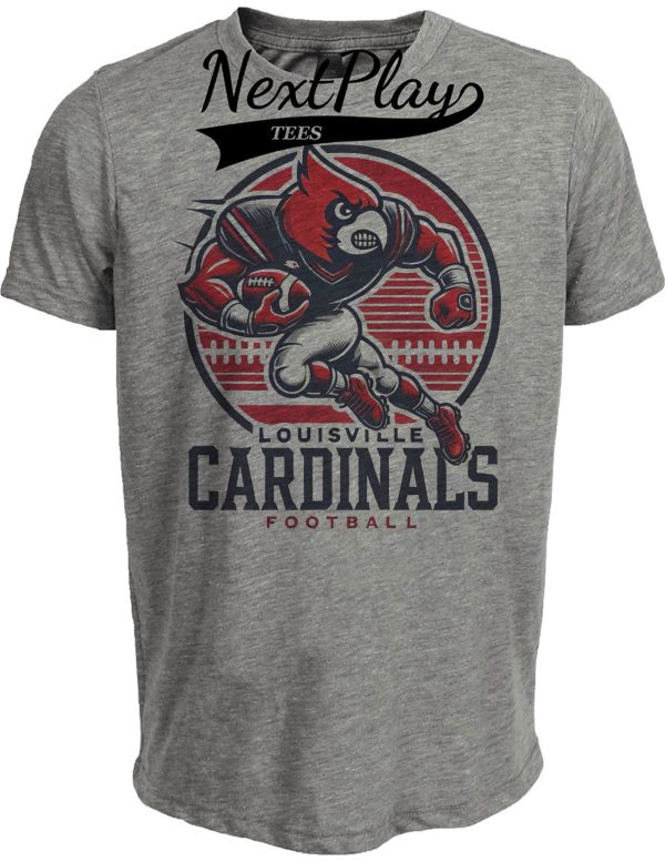 Louisville Cardinals Exclusive Retro Football Circle Artwork Heather Gray Sublimated T-Shirt