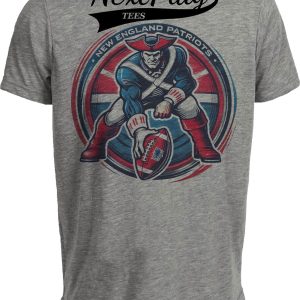New England Patriots Retro Football Circle Artwork Heather Gray Sublimated T-Shirt