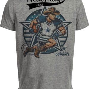 Dallas Cowboys Exclusive Retro Football Circle Artwork Heather Gray Sublimated T-Shirt