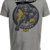 Michigan Wolverines Exclusive Retro Football Circle Artwork Heather Gray Sublimated T-Shirt