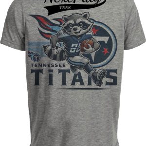 Tennessee Titans Exclusive Retro Football Running Mascot Artwork Heather Gray Sublimated T-Shirt