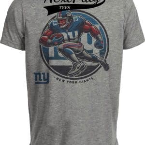 New York Giants Exclusive Retro Football Circle Artwork Heather Gray Sublimated T-Shirt