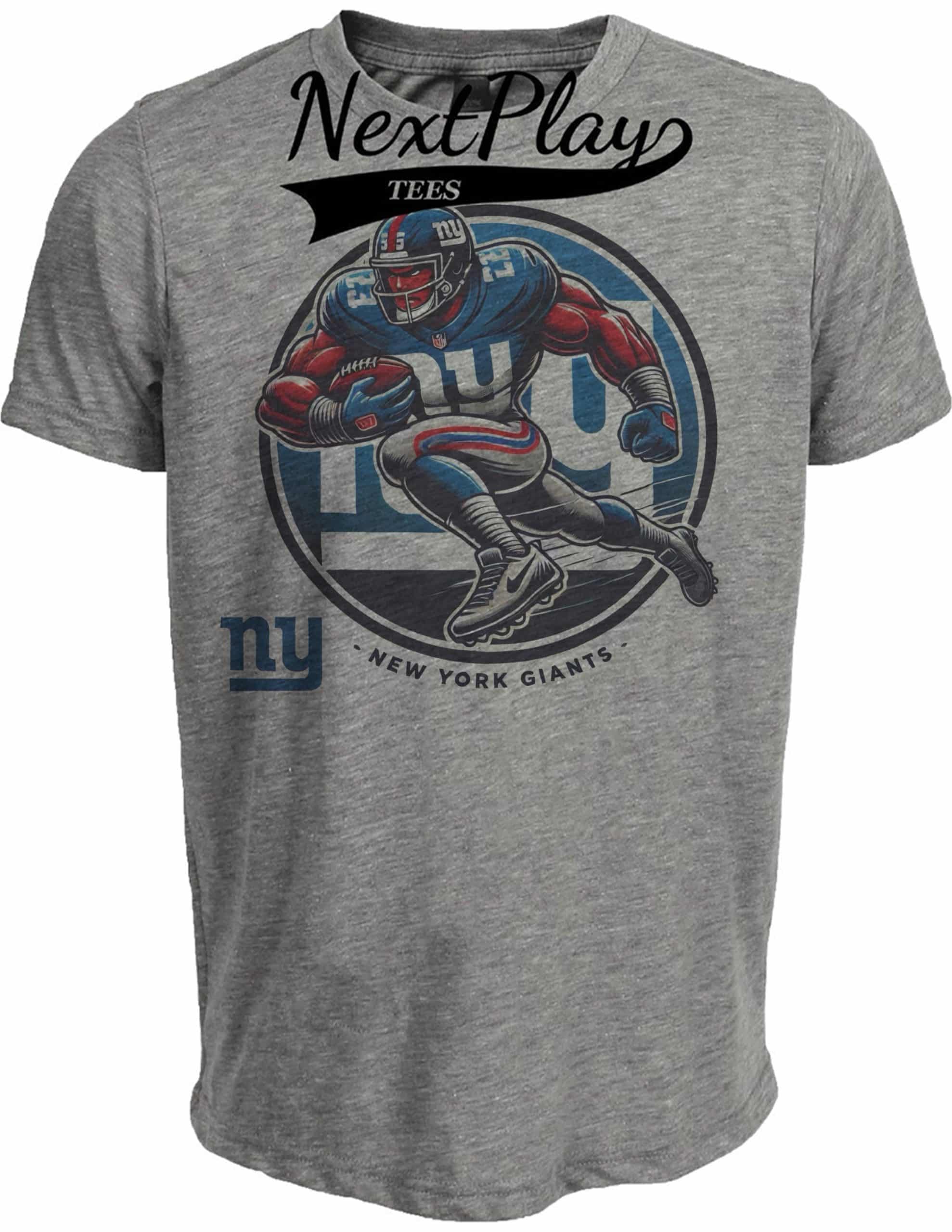 New York Giants Exclusive Retro Football Circle Artwork Heather Gray Sublimated T-Shirt