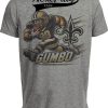 New Orleans Saints Exclusive Retro Football Running Gumbo Mascot Artwork Heather Gray Sublimated T-Shirt