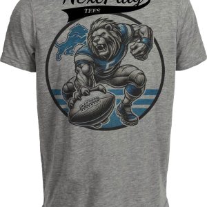 Detroit Lions Exclusive Retro Football Circle Artwork Heather Gray Sublimated T-Shirt