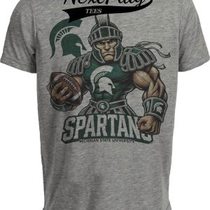 Michigan State Spartans Exclusive Retro Football Artwork Heather Gray Sublimated T-Shirt