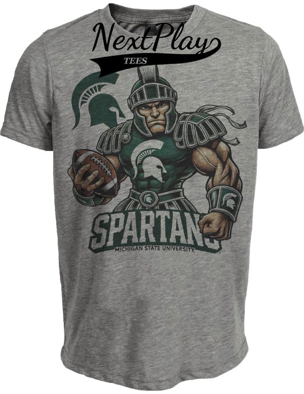 Michigan State Spartans Exclusive Retro Football Artwork Heather Gray Sublimated T-Shirt