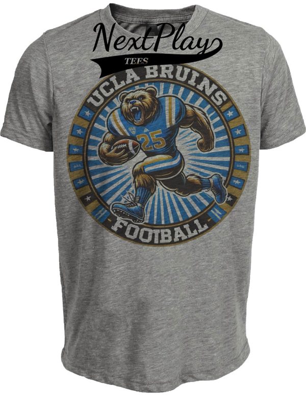 UCLA Bruins Exclusive Retro Football Circle Artwork Heather Gray Sublimated T-Shirt