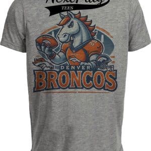 Denver Broncos Exclusive Retro Football Miles Artwork Heather Gray Sublimated T-Shirt