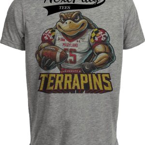 Maryland Terrapins Exclusive Retro Football Classic Artwork Heather Gray Sublimated T-Shirt