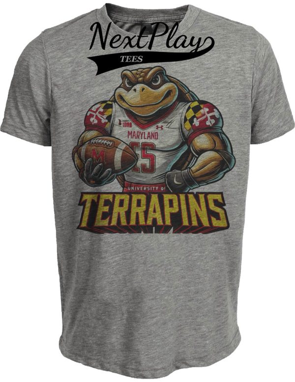 Maryland Terrapins Exclusive Retro Football Classic Artwork Heather Gray Sublimated T-Shirt