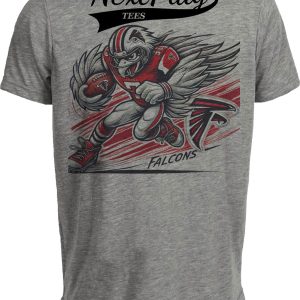 Atlanta Falcons Exclusive Retro Football Running Mascot Artwork Heather Gray Sublimated T-Shirt