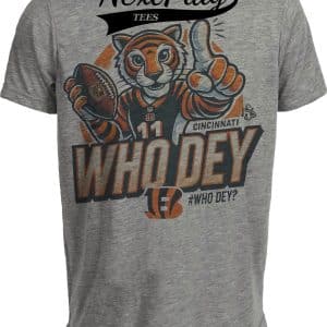 Cincinnati Bengals Exclusive Retro Football Who Dey Artwork Heather Gray Sublimated T-Shirt