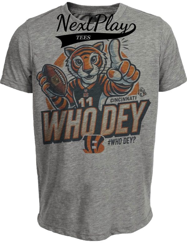 Cincinnati Bengals Exclusive Retro Football Who Dey Artwork Heather Gray Sublimated T-Shirt