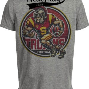 USC Trojans Exclusive Retro Football Circle Artwork Heather Gray Sublimated T-Shirt
