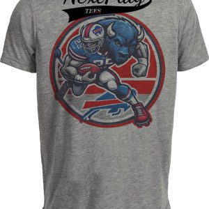 Buffalo Bills Exclusive Retro Throwback Football Circle Artwork Heather Gray Sublimated T-Shirt