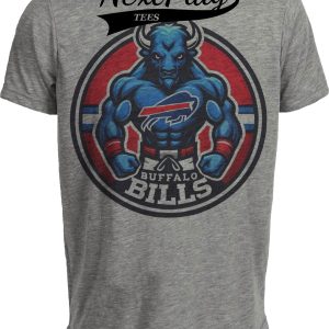 Buffalo Bills Exclusive Retro Mascot Football Circle Artwork Heather Gray Sublimated T-Shirt