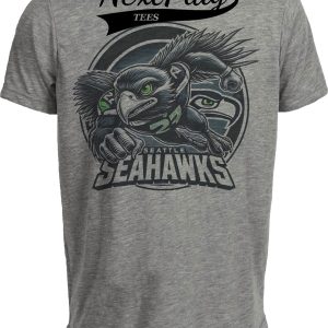 Seattle Seahawks Exclusive Retro Football Circle Mascot Artwork Heather Gray Sublimated T-Shirt