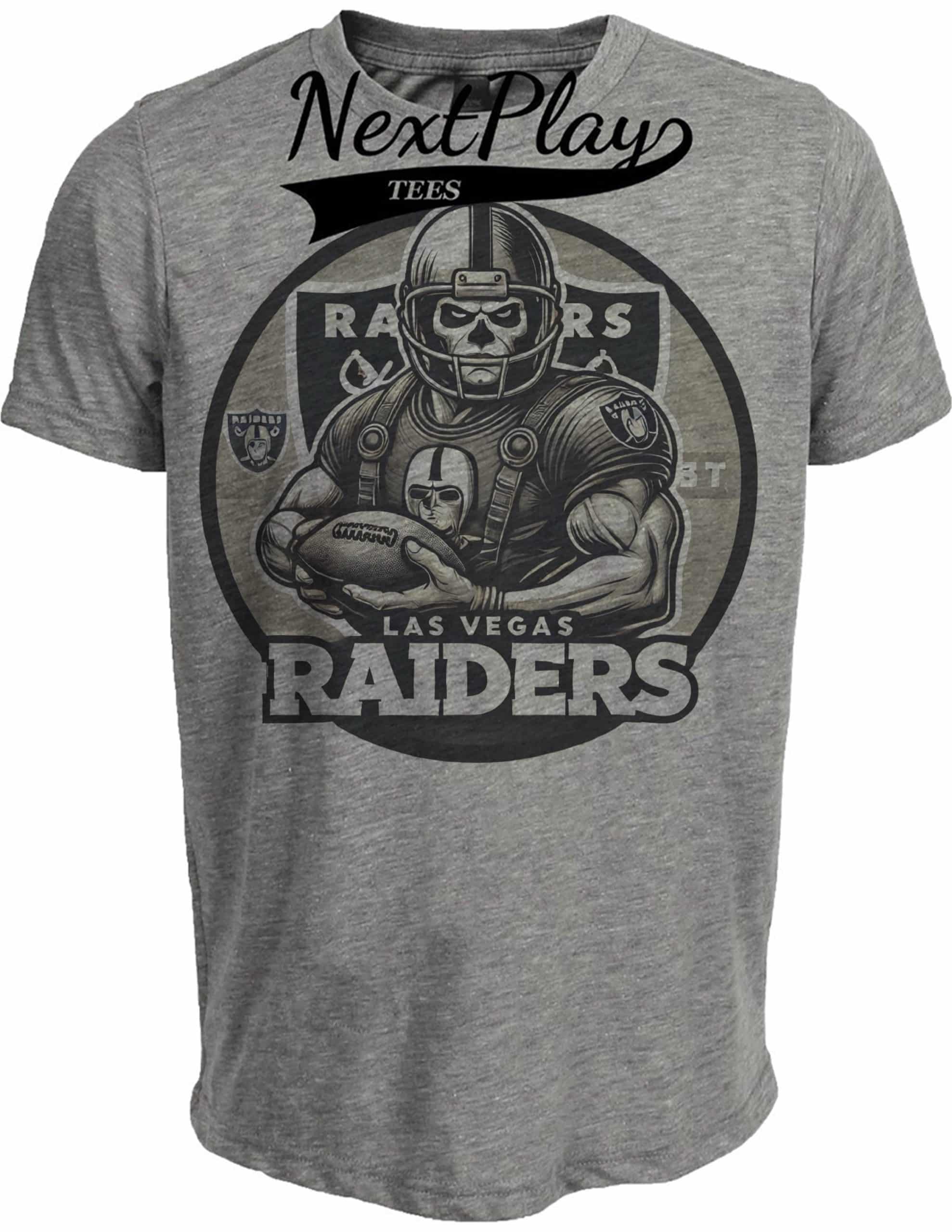 Las Vegas Raiders Exclusive Retro Football Circle Artwork Heather Gray Sublimated T-Shirt