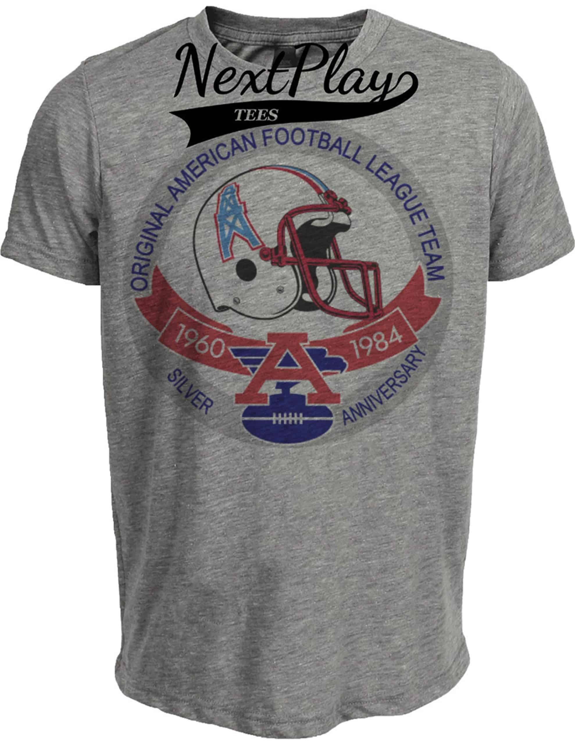 Houston Oilers Retro Football 1984 Artwork Heather Gray Sublimated T-Shirt