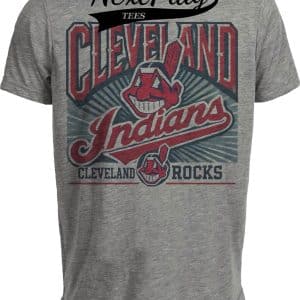 Cleveland Indians Script Rock Exclusive Retro Throwback Baseball Artwork Heather Gray Sublimated T-Shirt